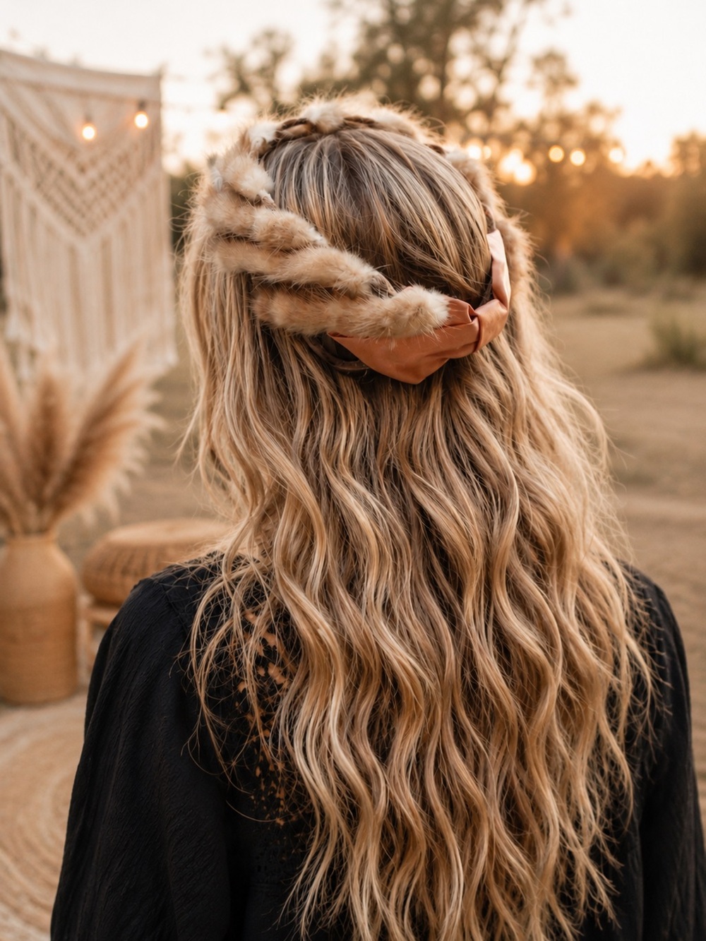 Vintage 1950s Braided Fascinator Headband in Tan Bohemian Aesthetic